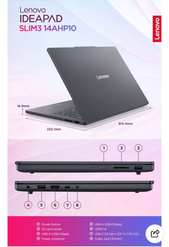 레노버 아이디어패드 슬림3_14AHP10_83K9000JKR 14인치 WUXGA OLED 노트북 이미지