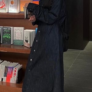 트리밍버드 오버핏 데님 셔츠 원피스 이미지