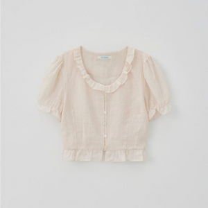 타낫 택포가능 20% 할인 새상품 핑크. 아이보리 린넨 러플 클라우드 블라우스 ruffle cloud blouse 이미지