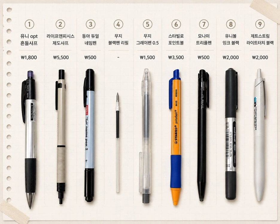 미사용 펜, 메모패드 모음 택포 만원 이미지