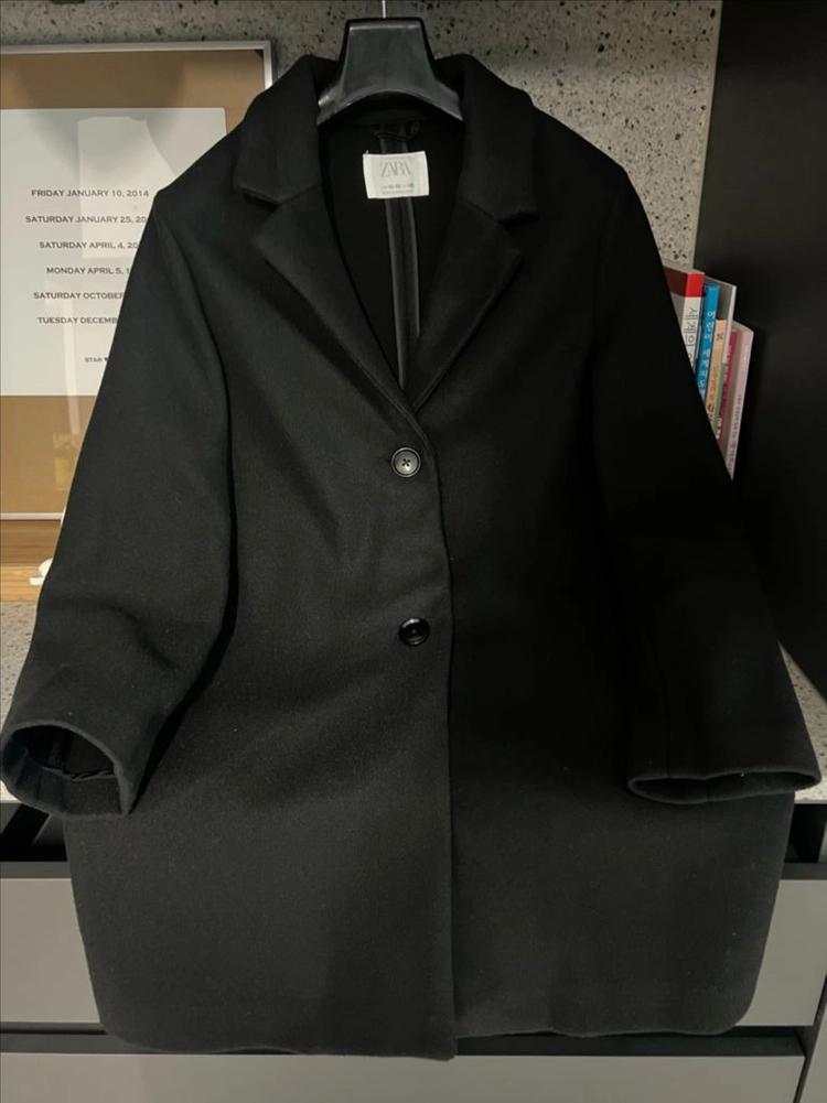 ZARA 완전 깔끔한 블랙 클래식 기본핏 코트 11-12세 이미지