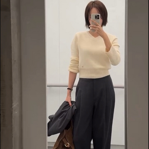 sie시에 모니카 울 브이넥 니트 텐더레몬 이미지