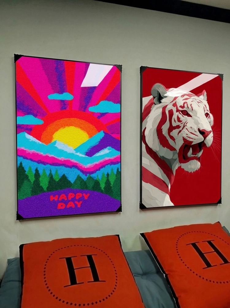 그림 액자 팝아트 인테리어소품 동물그림 동물액자 토끼와 호랑이 그림 대형그림액자 거실인테리어 호랑이그림 호랑이액자 이미지