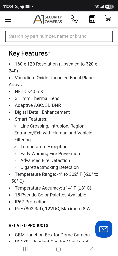 열화상 카메라 CCTV, Hikvision DS-2TD1217-3/V1 이미지