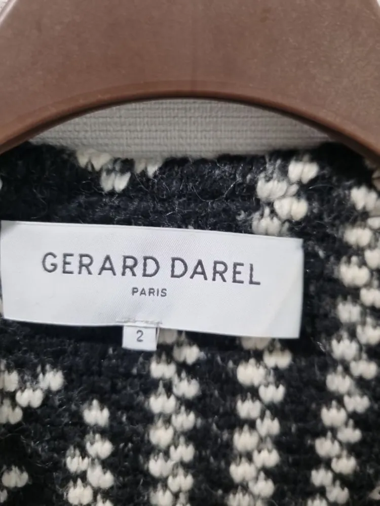 GERARD DAREL] 기하학 패턴 노칼라 니트 자켓 가디건 (블랙계열 / M) 이미지