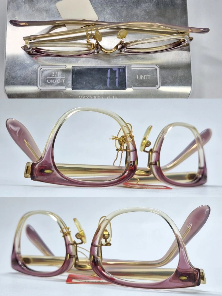 안경테 46mm 리벳 뿔테 퍼플 투톤 일본 빈티지 데드스톡 아메카지 레트로 클래식 앤틱 복고 Y2K 수입 아이웨어 이미지