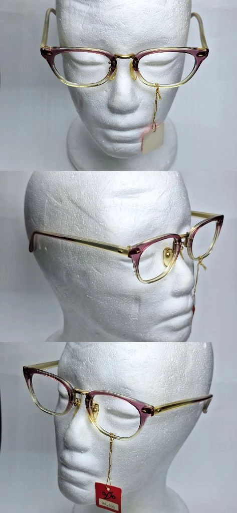 안경테 46mm 리벳 뿔테 퍼플 투톤 일본 빈티지 데드스톡 아메카지 레트로 클래식 앤틱 복고 Y2K 수입 아이웨어 이미지