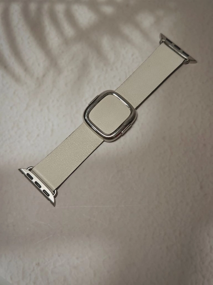 애플워치 정품 가죽 모던 버클 스트랩 41mm 초크 화이트 S 이미지