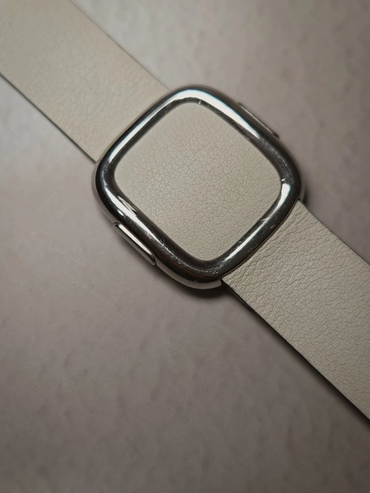애플워치 정품 가죽 모던 버클 스트랩 41mm 초크 화이트 S 이미지