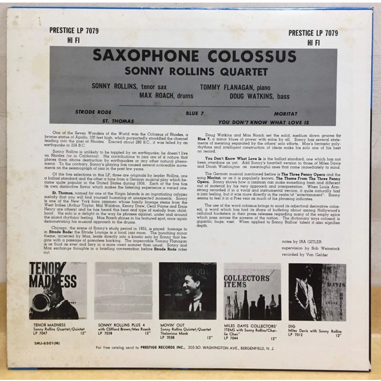 LP ; sonny rollins - saxophone colossus 소니 롤린스 재즈 명반 jazz 이미지