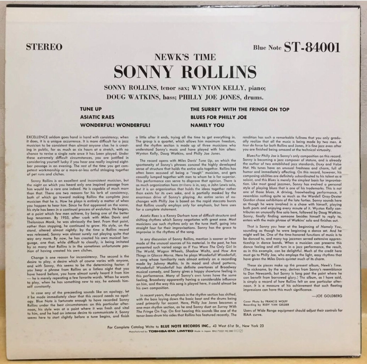LP ; sonny rollins - newks time 소니 롤린스 블루노트 재즈 엘피 Blue Note Jazz 이미지