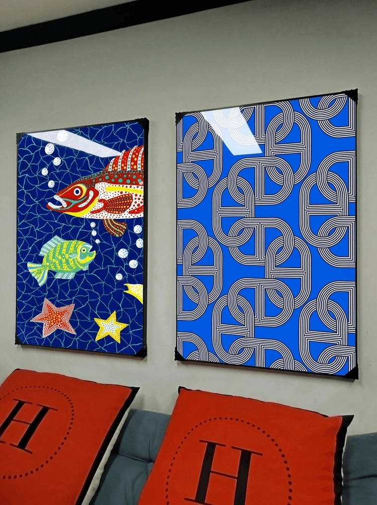 쿠사마야요이 동화 그림 액자 팝아트 인테리어소품 물고기그림 물고기액자 대형그림액자 거실인테리어 아트포스터 이미지