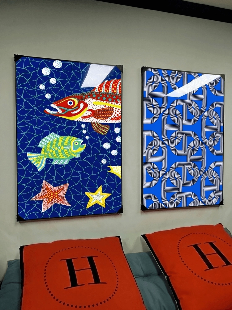 쿠사마야요이 물고기액자 그림 액자 팝아트 인테리어소품 해바라기액자 대형그림액자 거실인테리어 아트포스터 팝아트액자 이미지