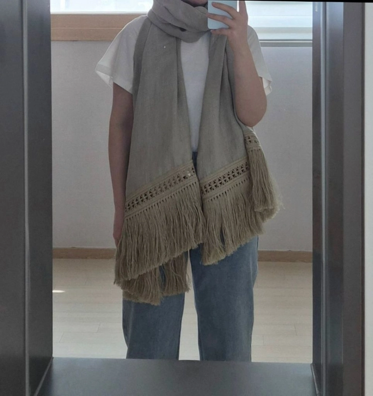 [새상품] 막스마라 프린지 린넨 스카프 머플러 grammo 이미지