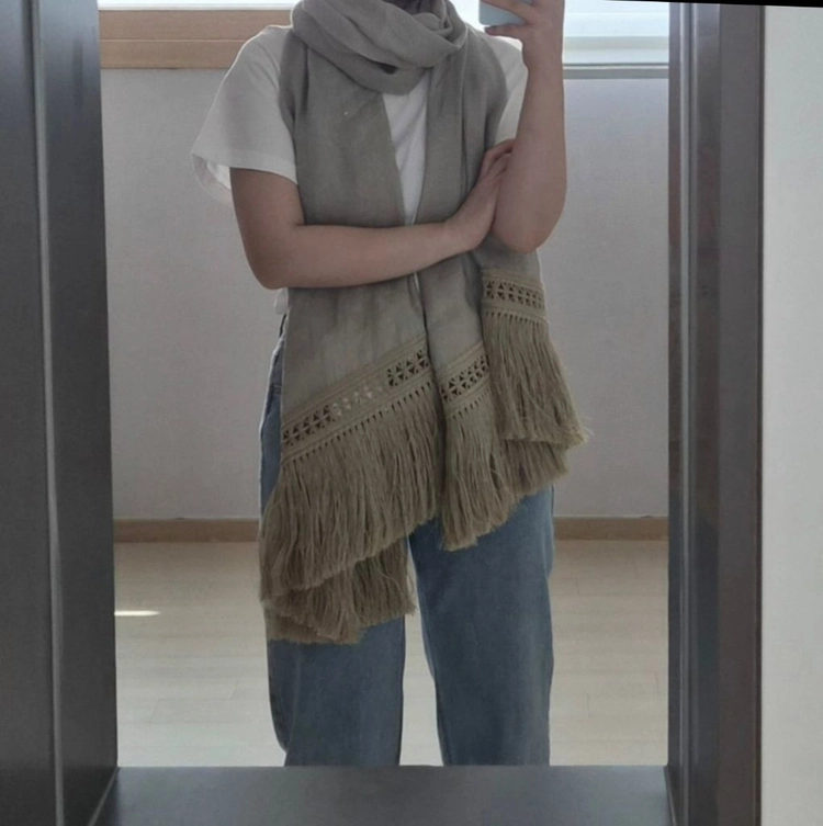 [새상품] 막스마라 프린지 린넨 스카프 머플러 grammo 이미지