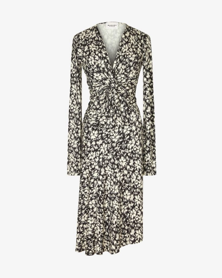 이자벨 마랑 에뚜왈 ISABEL MARANT TOILE 라니아 플로럴 프린트 미디 원피스 블랙 화이트 36 이미지