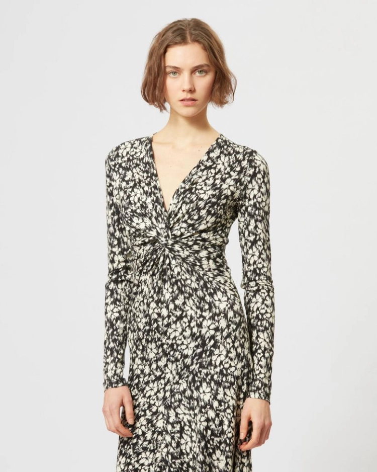 이자벨 마랑 에뚜왈 ISABEL MARANT TOILE 라니아 플로럴 프린트 미디 원피스 블랙 화이트 36 이미지