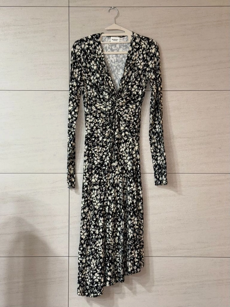 이자벨 마랑 에뚜왈 ISABEL MARANT TOILE 라니아 플로럴 프린트 미디 원피스 블랙 화이트 36 이미지