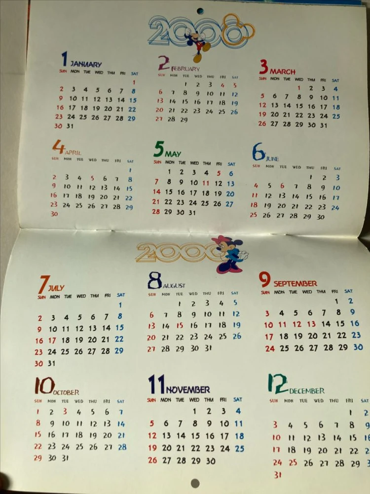 [희귀] 모토로라+디즈니 콜라보 2000년도 밀레니엄기념 캘린더 달력 이미지