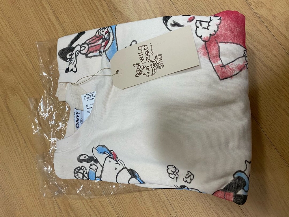 와일드동키 올리브 스웨트맨투맨 아이보리 s사이즈 새상품 정품 이미지