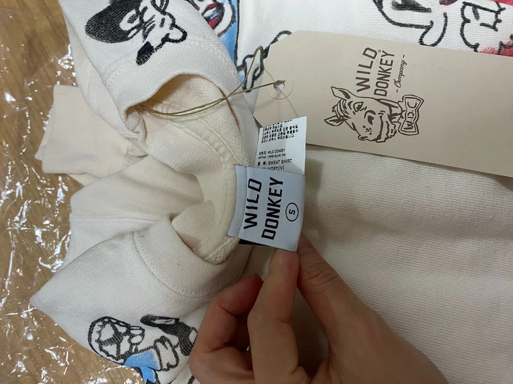 와일드동키 올리브 스웨트맨투맨 아이보리 s사이즈 새상품 정품 이미지