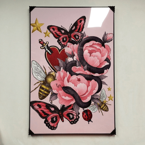 꽃 꽃그림 나비 그림 액자 팝아트 인테리어소품 꽃액자 대형그림액자 거실인테리어 아트포스터 캔버스액자 팝아트액자 이미지