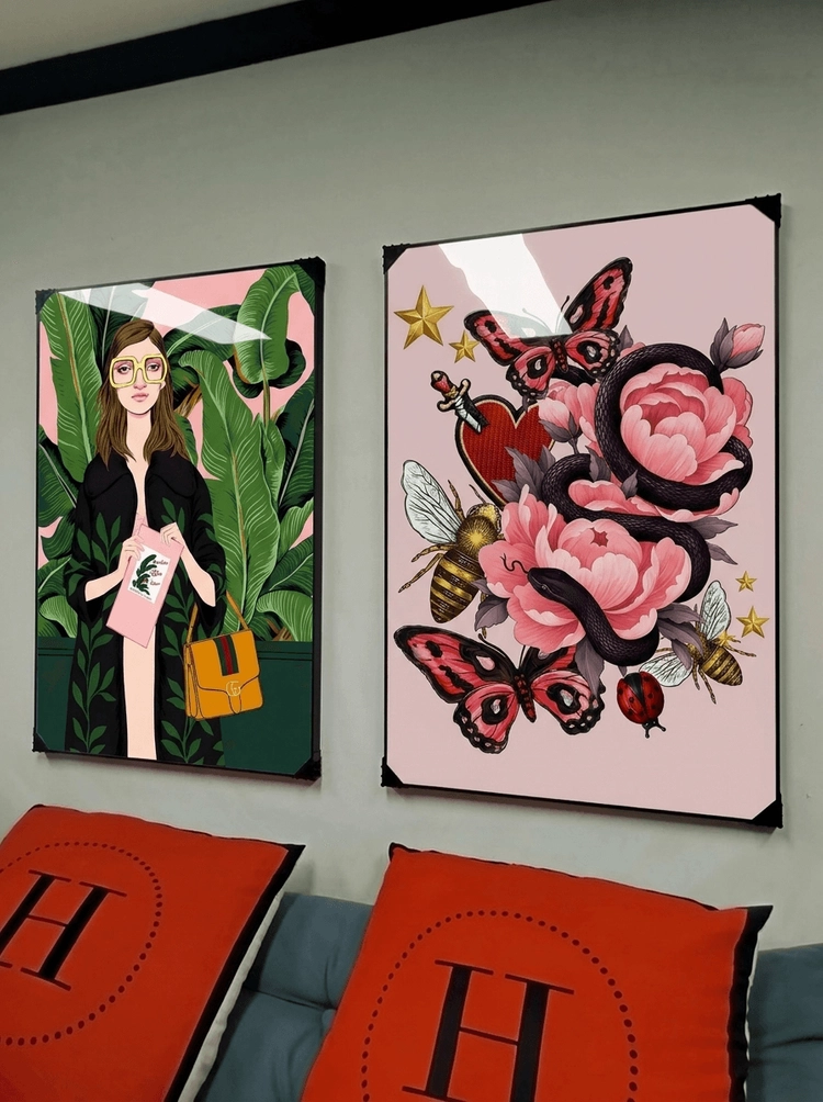 꽃 꽃그림 나비 그림 액자 팝아트 인테리어소품 꽃액자 대형그림액자 거실인테리어 아트포스터 캔버스액자 팝아트액자 이미지