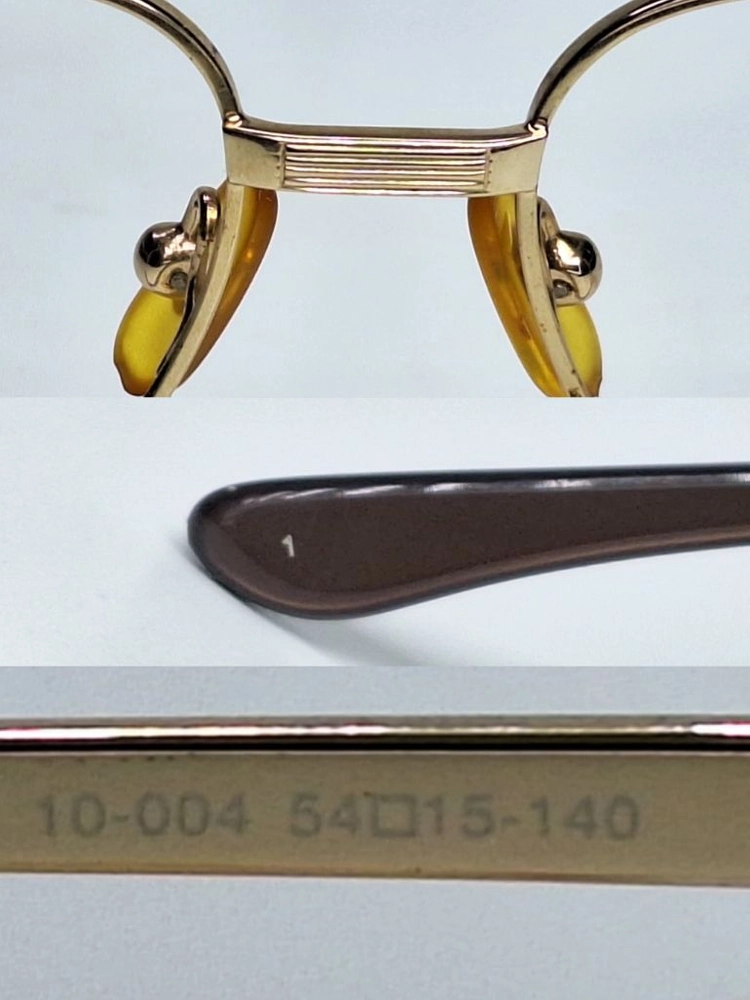 10-004 안경테 54mm 골드 슬림 스퀘어 긱시크 일본 빈티지 데드스톡 아메카지 Y2K 복고 앤틱 레트로 수입 이미지