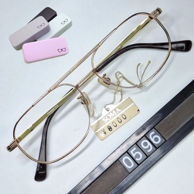 TW-6006 안경테 52mm 골드 슬림 투브릿지 긱시크 일본 빈티지 데드스톡 아메카지 레트로 Y2K 수입 패션 이미지