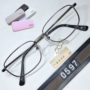TW-6008 안경테 54mm 건메탈 슬림 스퀘어 긱시크 일본 빈티지 데드스톡 아메카지 레트로 Y2K 클래식 패션 이미지