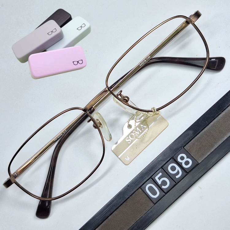 TW-6008 안경테 54mm 브라운 슬림 스퀘어 긱시크 일본 빈티지 데드스톡 아메카지 레트로 Y2K 클래식 패션 이미지