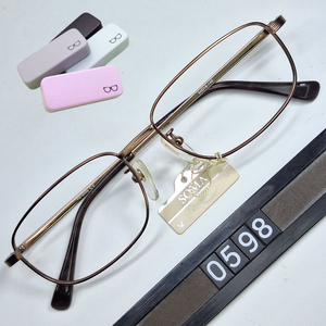 TW-6008 안경테 54mm 브라운 슬림 스퀘어 긱시크 일본 빈티지 데드스톡 아메카지 레트로 Y2K 클래식 패션 이미지