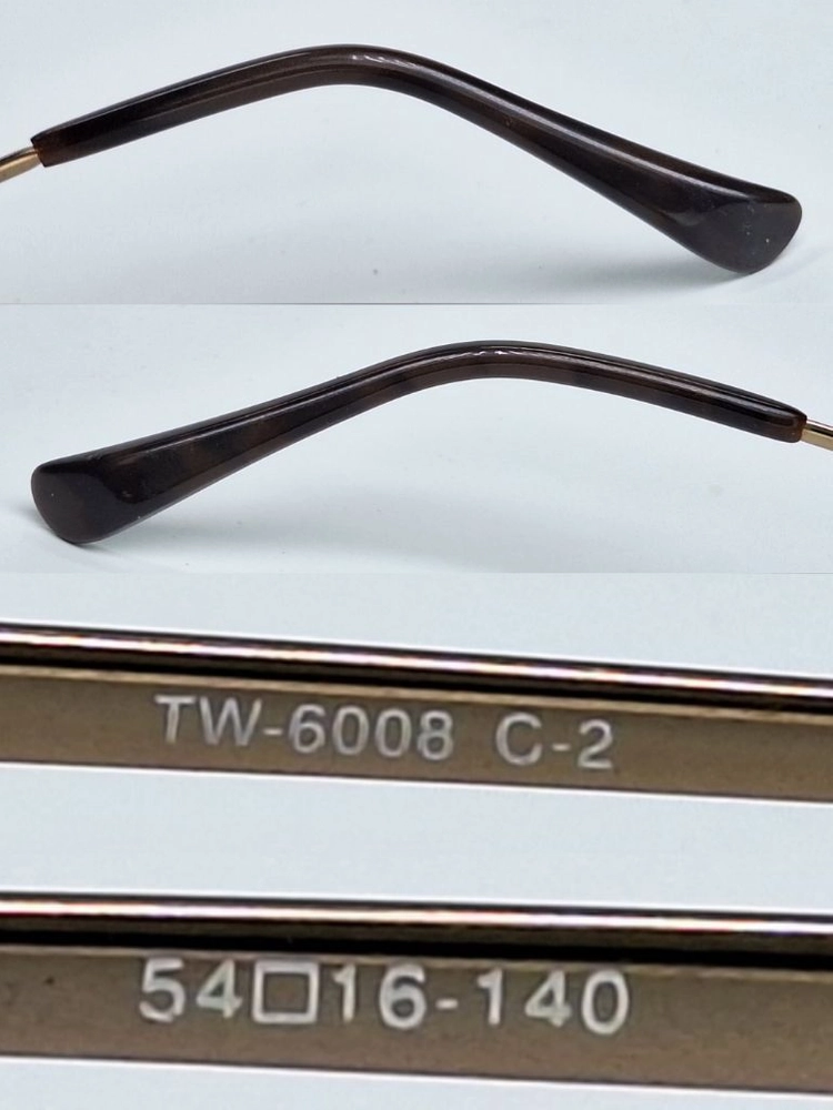 TW-6008 안경테 54mm 브라운 슬림 스퀘어 긱시크 일본 빈티지 데드스톡 아메카지 레트로 Y2K 클래식 패션 이미지