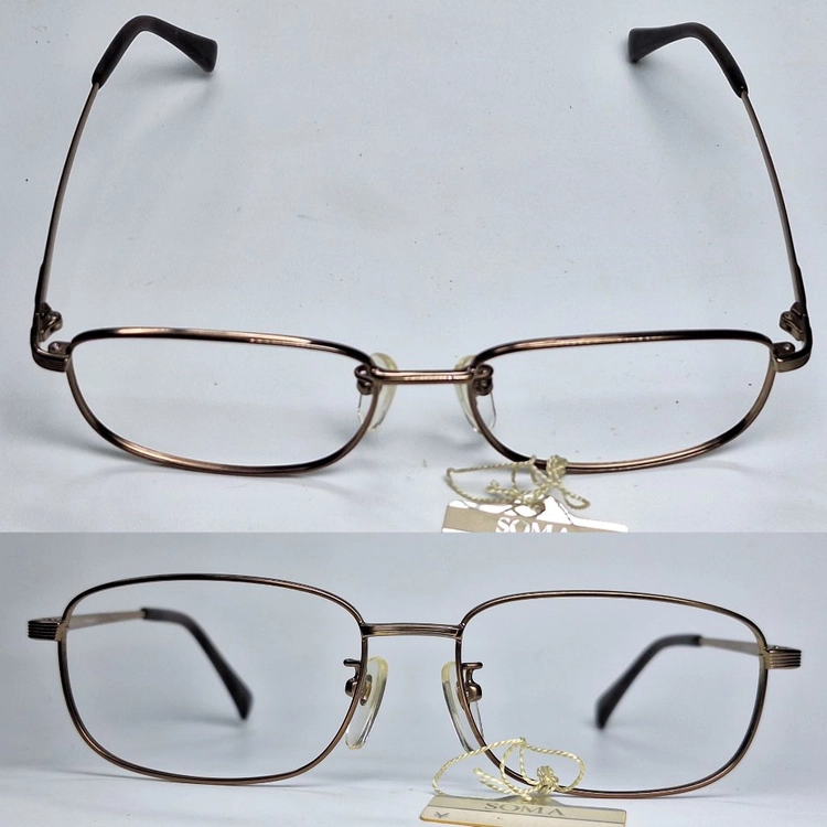 TW-6008 안경테 54mm 브라운 슬림 스퀘어 긱시크 일본 빈티지 데드스톡 아메카지 레트로 Y2K 클래식 패션 이미지