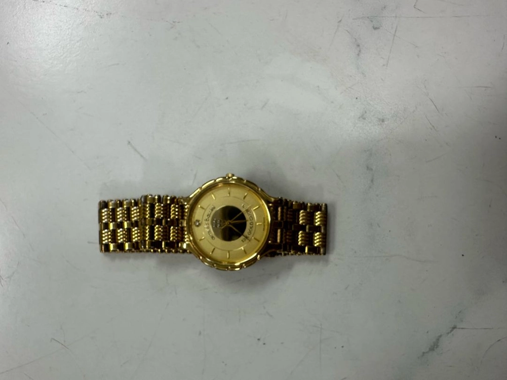 희귀 아놀드바시니 18K 골드크라운 스위스무브 32mm 남녀공용 골드 메탈시계 배터리교체 정상작동 빈티지워치 판매 이미지