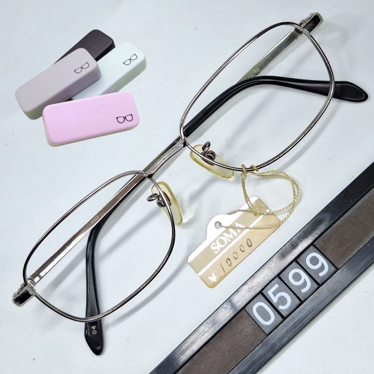 0322 안경테 53mm 실버 슬림 스퀘어 긱시크 일본 빈티지 데드스톡 아메카지 레트로 클래식 Y2K 패션 아이웨어 이미지