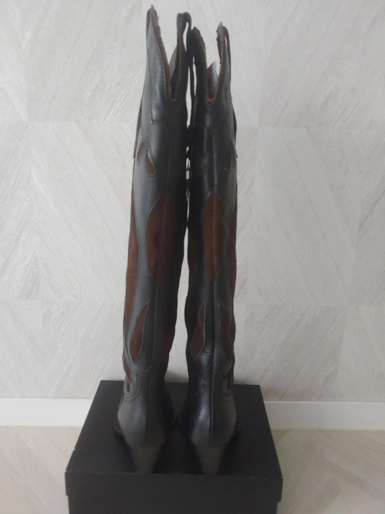 (새제품 택O)ZARA컨트라스트 스플릿 스웨이드 웨스턴 부츠 EU 38 (국내 245mm) 이미지