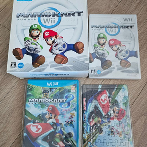 일판 마리오카트 Wii 핸들+ wii 마리오카트 + Wii U 마리오카트8 + 퍼즐 이미지