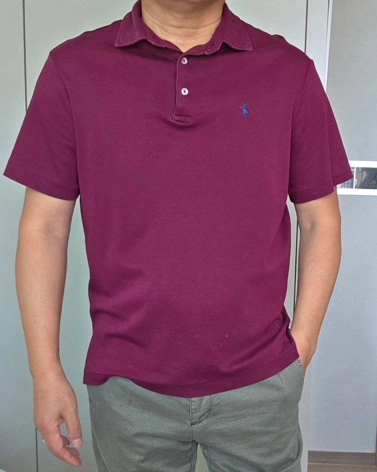 폴로 랄프로렌 반팔 카라셔츠 버건디칼라 (L) 이미지