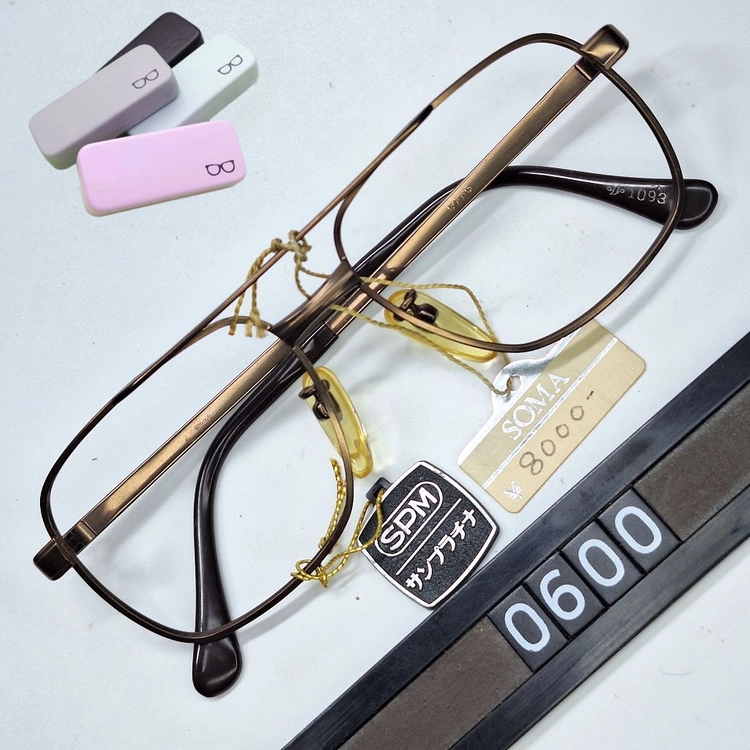 1093 안경테 50mm SPM 선플래티늄 투브릿지 일본 빈티지 데드스톡 아메카지 레트로 클래식 더블브릿지 앤틱 이미지