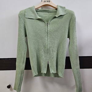 연두 투웨이 카라 골지 니트 가디건 이미지
