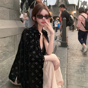 크롬하츠 스타일 벨벳 시스루 십자가 셔츠 (여성 L / 국내배송) 이미지