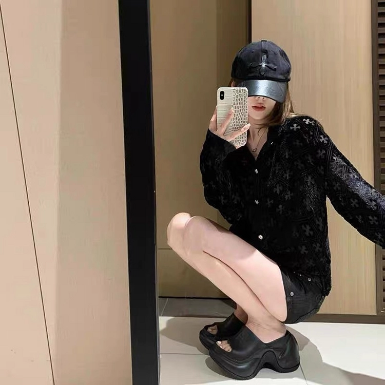 크롬하츠 스타일 벨벳 시스루 십자가 셔츠 (여성 L / 국내배송) 이미지