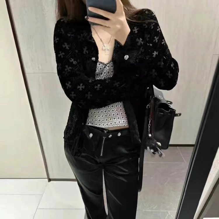 크롬하츠 스타일 벨벳 시스루 십자가 셔츠 (여성 L / 국내배송) 이미지
