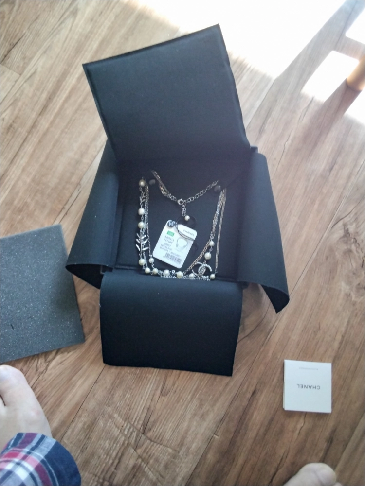 Chanel Pearl Necklace 진품 18금 Grey Metal 목걸이진주 18k Gold 샤넬cc로고 이미지