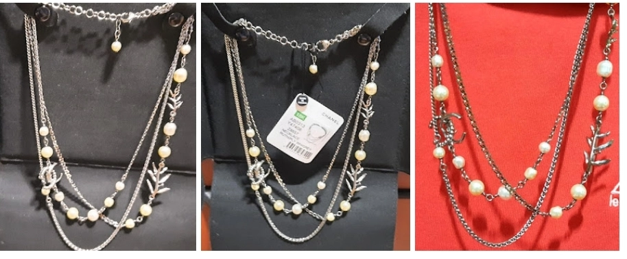 Chanel Pearl Necklace 진품 18금 Grey Metal 목걸이진주 18k Gold 샤넬cc로고 이미지