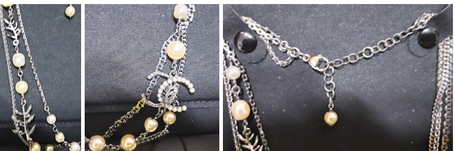 Chanel Pearl Necklace 진품 18금 Grey Metal 목걸이진주 18k Gold 샤넬cc로고 이미지