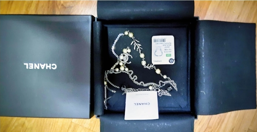 Chanel Pearl Necklace 진품 18금 Grey Metal 목걸이진주 18k Gold 샤넬cc로고 이미지
