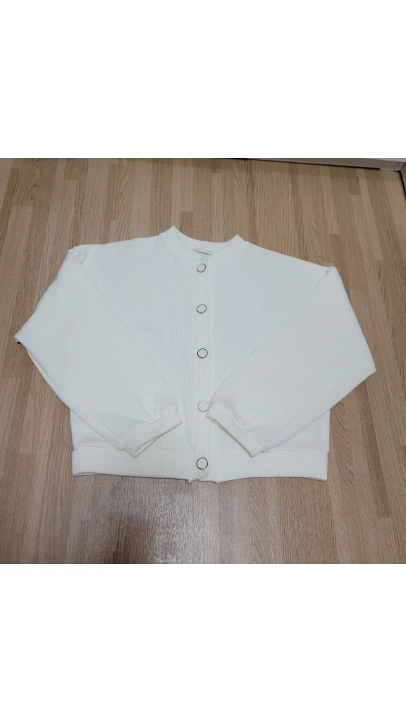 아이보리색 진주 단추 가디건 (XS/S/M, 44/55/66, 80/85/90 사이즈) 이미지