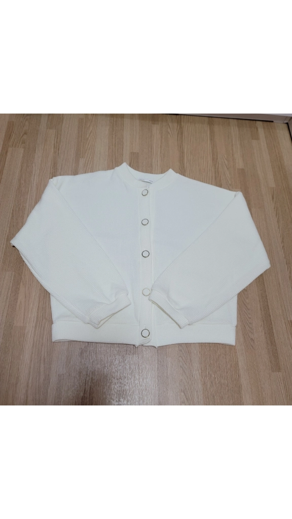 아이보리색 진주 단추 가디건 (XS/S/M, 44/55/66, 80/85/90 사이즈) 이미지